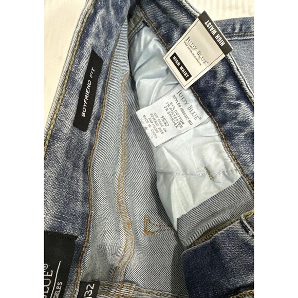 Judy Blue High Waist Boyfriend Jeans Women’s 15/32 Light Wash Cuffed Stretch NWT - Picture 9 of 9